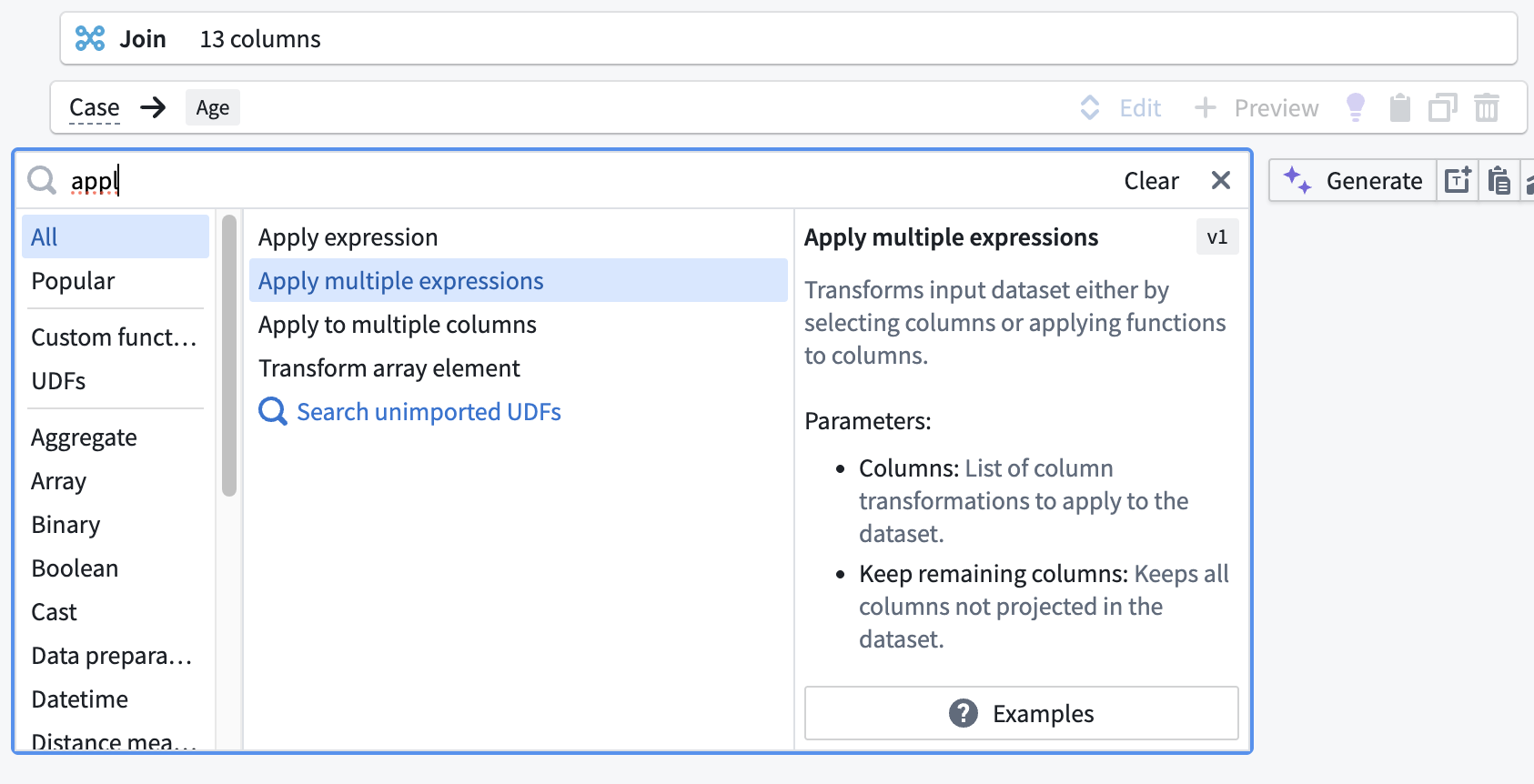 Apply multiple expressions