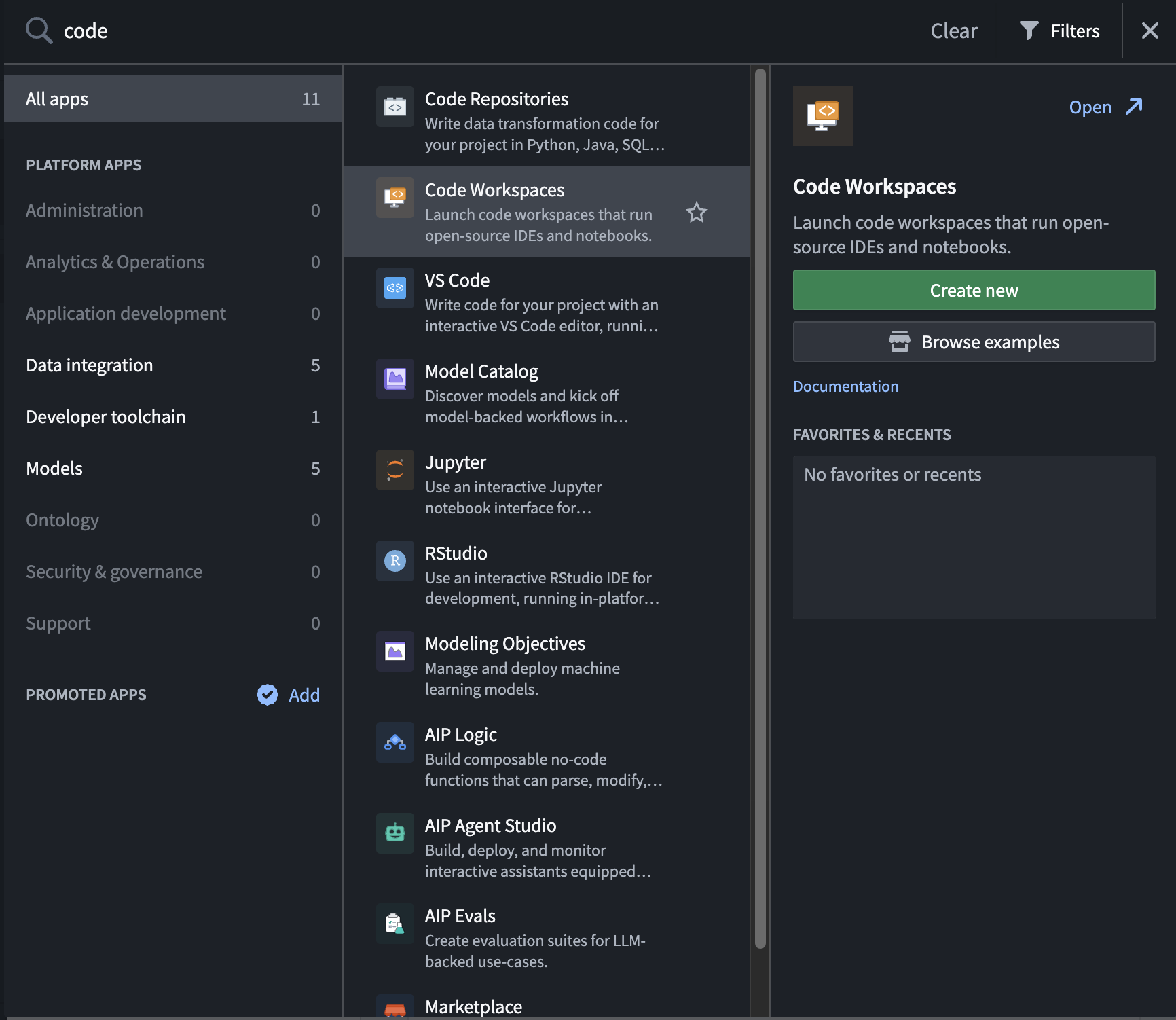 Create code workspace