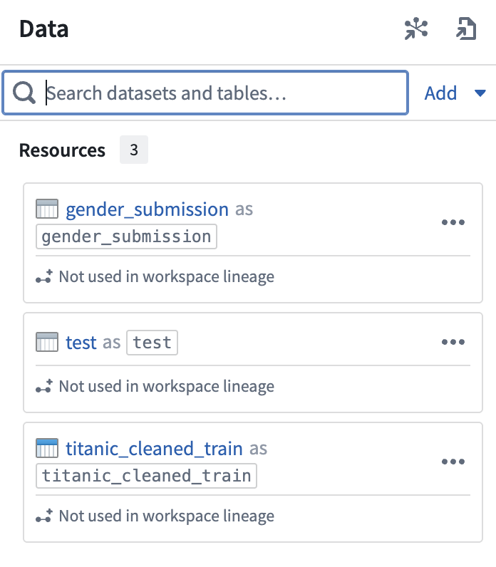 Select datasets
