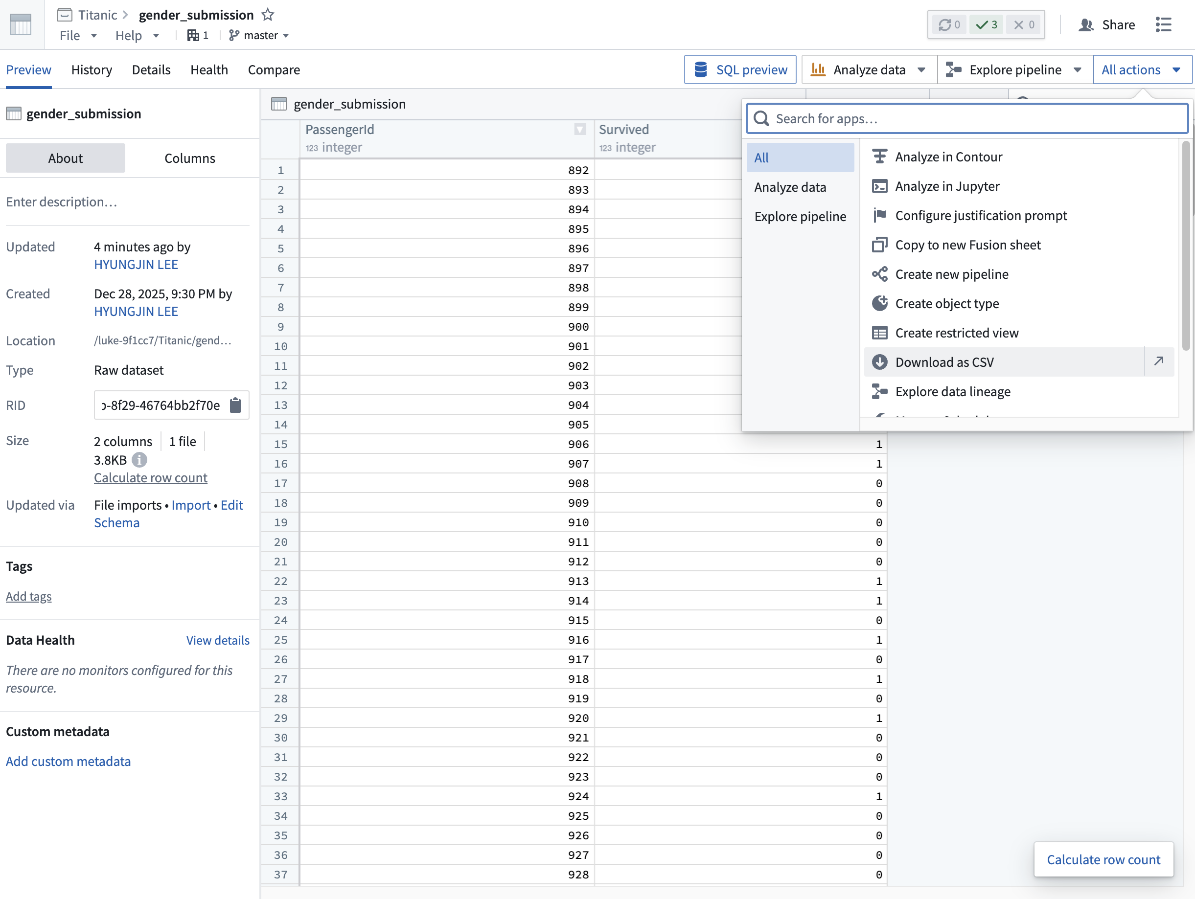 Download as CSV