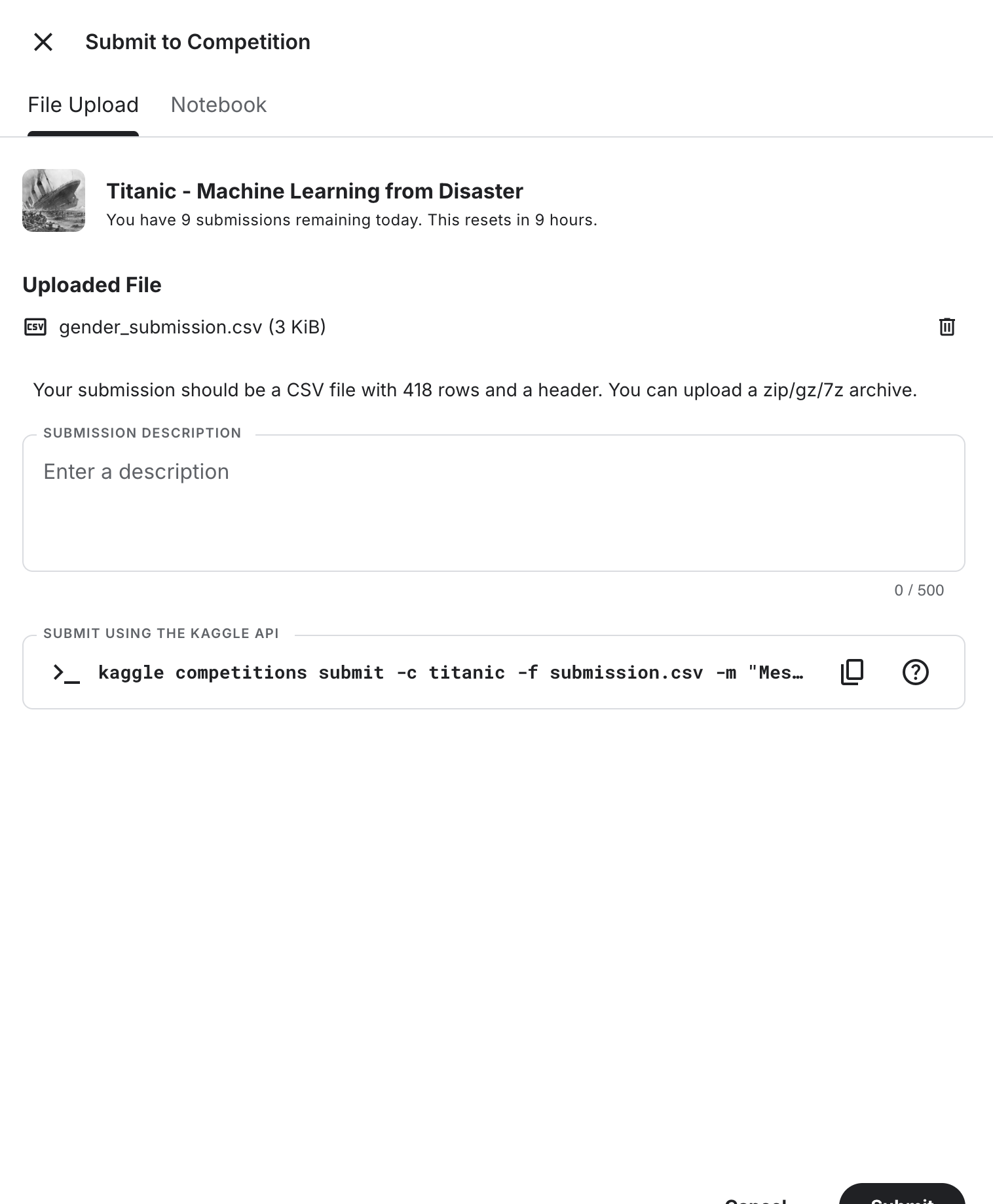 Upload CSV