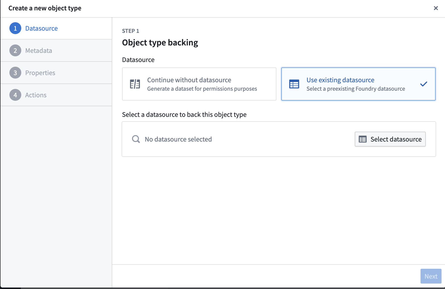 Select datasource