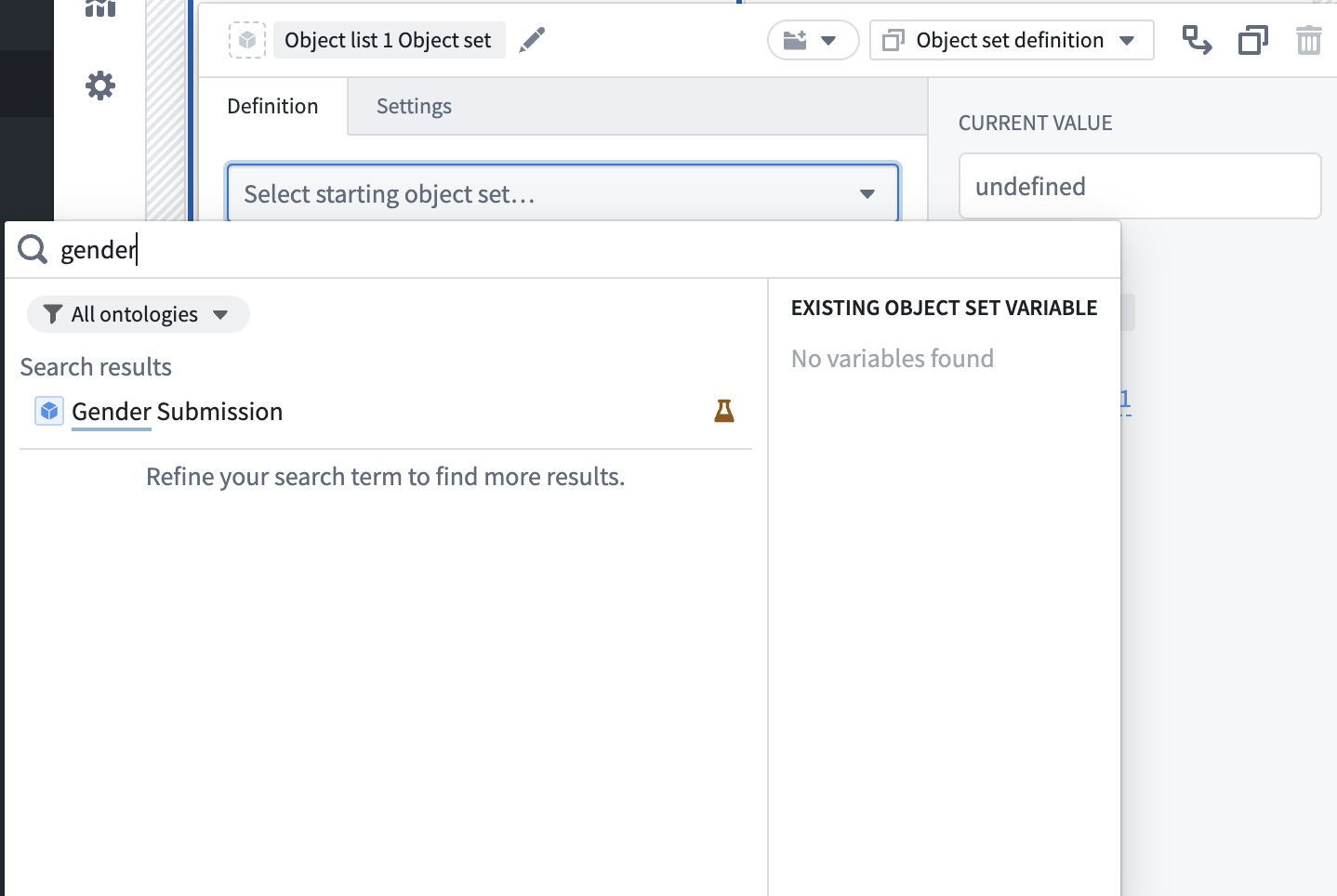Select object set